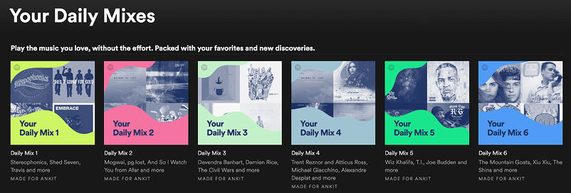 Your daily mixes